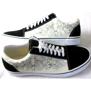 Vans Men's Old Skool Raven Skull Black True White Canvas Suede Shoes Sizes NIB